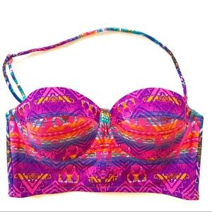 Jessica Simpson colorful Aztec print corset bikini top size small
